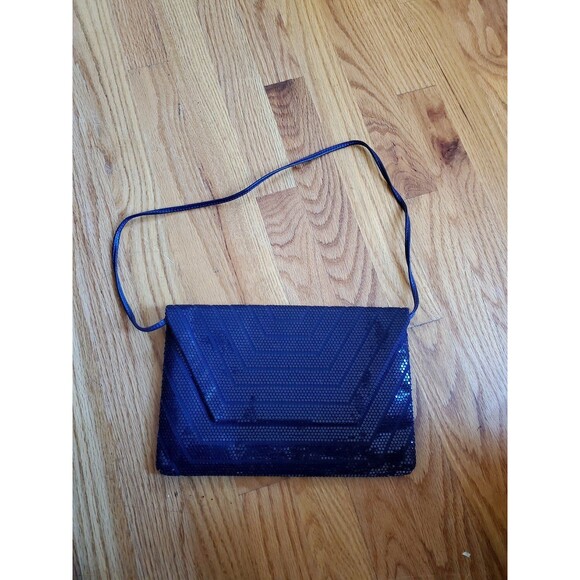 Vintage Lumbered Beaded Mesh Evening Purse Purple with strap - Picture 2 of 11